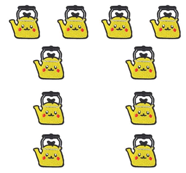 

10pcs cartoon teapot patches for decals retro patch decoration attire accessories iron jacket sweater sewing patches for clotheing9643905, Black