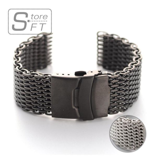 

eache 22mm stainless steel mesh watch bracelet watchband 316 stainless steel 20mm 24mm silver black watch bands4146859, Black;brown