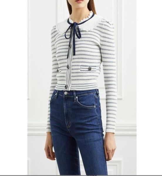 

selfportrait stripe lurex cardigan white jackets0123454194274, Black;brown