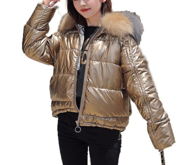 

winter women solid color cotton padded coat collar short down jacket6178996, Black