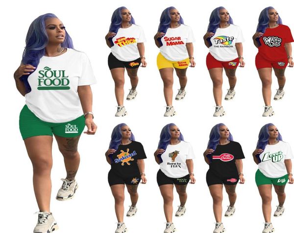

fashion summer shorts outfits casual women tracksuits printed short sleeve two piece set yoga pants suit8483970, Gray