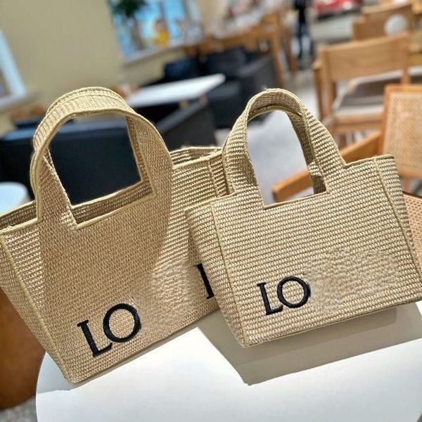 

women the tote bag anagram raffia basket straw bag palm and leather designer hand woven cross body open beach handbag ladies summer weave sh