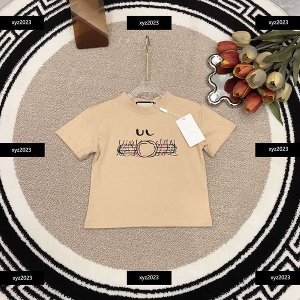 

23ss kids short sleeve baby t-shirt child clothing summer colorful irregular line design round neck new size 100-150 cm feb20, Blue