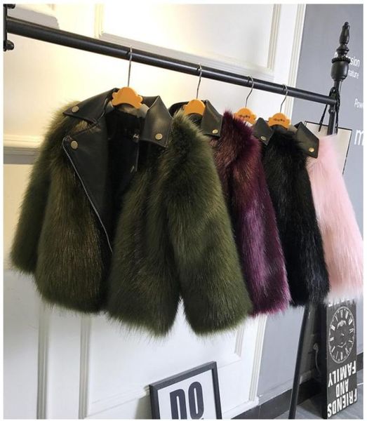 

2021 new short style girl fur coats jackets imitation fox artificial fur grass plushleather winter kids baby girl ou9006402, Blue;gray