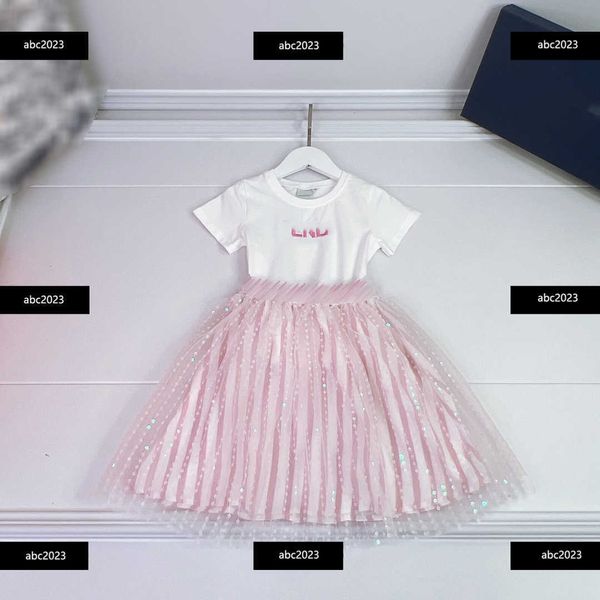 

new baby clothes embroidered letter kids suit 2piece set child tshirt and sequin design girls dress size 90150 cm new product mar, White
