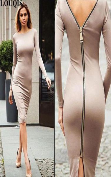 

bodycon sheath dress little black long sleeve party dresses women clothing back full zipper robe femme pencil tight dress96442475478, Black;gray
