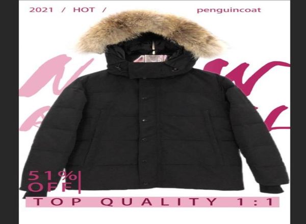 

winter down coat with 100 real wolf fur hoold keep warm doudoune homme coats factory in china clear parka7925283, Black
