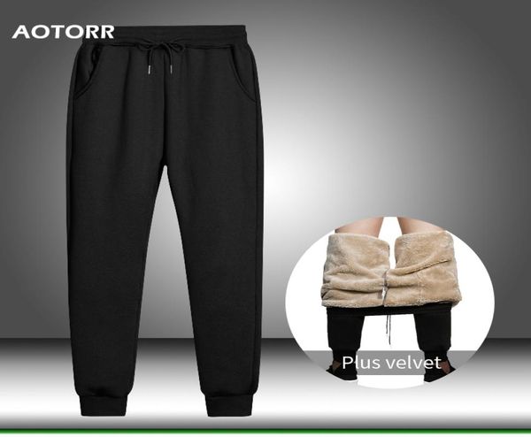 

cargo winter men pants warm fleece joggers sweatpants men039 s sportswear solid trousers casual comfort long pants drop shippin5076915, Black