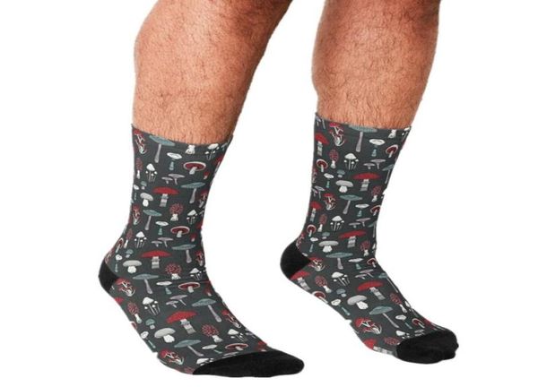 

men039s socks funny midnight mushrooms pattern printed hip hop men happy cute boys street style crazy for3984749, Black