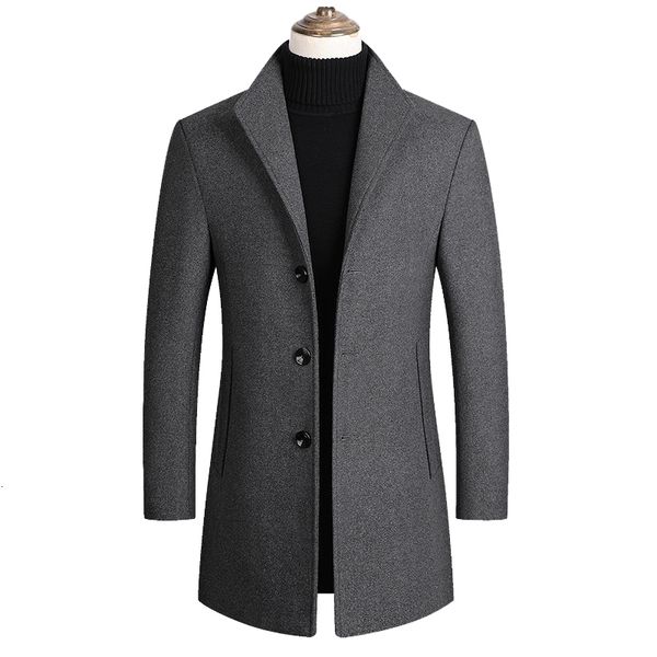 

mens wool blends men coat solid color casual warm winter 230818, Black