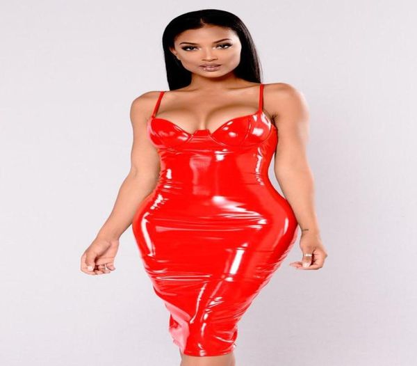 

women wet look red black latex pvc dress sling zipper up clubwear1552022, Black;gray