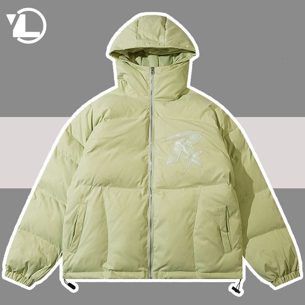 

men's jackets harajuku warm parkas men winter star letter print thicken warm padded jackets hip hop streetwear puffer bubble outwear co, Black;brown