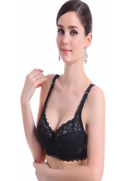 

wholefeitong lady women push up bra ultrathin deep v padded lace bra underwire 34 cup brassiere women underwear bra big1186948, Red;black