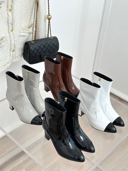 

fashion designer men's women's 2023 long boots short boots martin boots leather made in sizes 35-41 05, Black