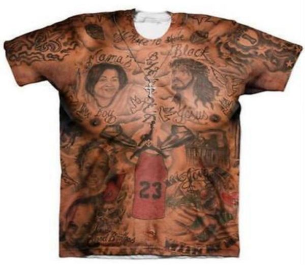 

new fashion womensmens jr smith tattoos funny 3d print casual tshirt t0294846775, White;black