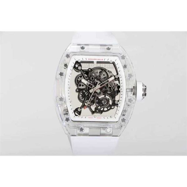 

rm055 superclone flywheel superclone luxury mens mechanics watch richa milles wristwatch swiss rm055 white ceramic automatic mechanical tran, Slivery;brown