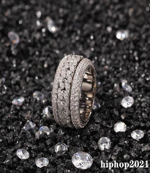 

rotatable diamond ring fashion hip hop ring jewelry mens gold silver rings iced out rings252b1979154, Golden;silver