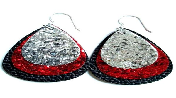 

2021 new products sports pu leather earrings vintage baseball national flag football earrings large leaf uk united states flag 4924059, Silver