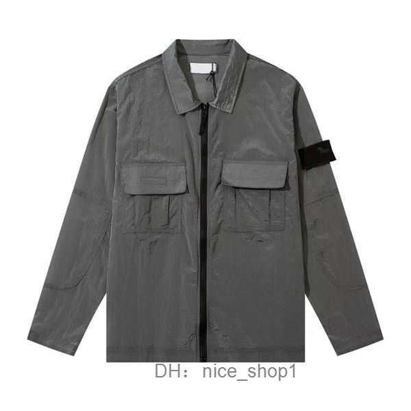 

island brand jackets coat metal nylon functional shirt double pocket reflective sun protection windbreaker stone men size stones island 3 mg, Black;brown