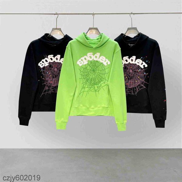 

youngthugsp5der 555555 pink fashion street bright loose hooded hoodie, Black