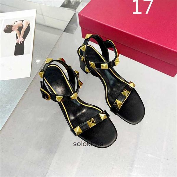 

04-07 valentinolies business fashion dress shoes shoes women casual leather high party heel metal flat buckle letter wedding, Black