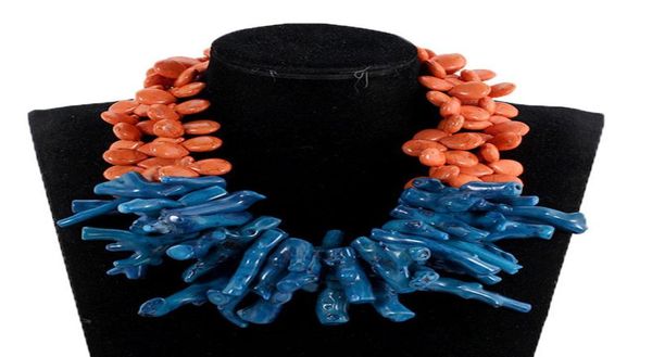 

gorgeous orange and teal blue baroque coral necklace fashion african wedding beads party necklace bridal jewelry 2020 cnr0373363855, Silver