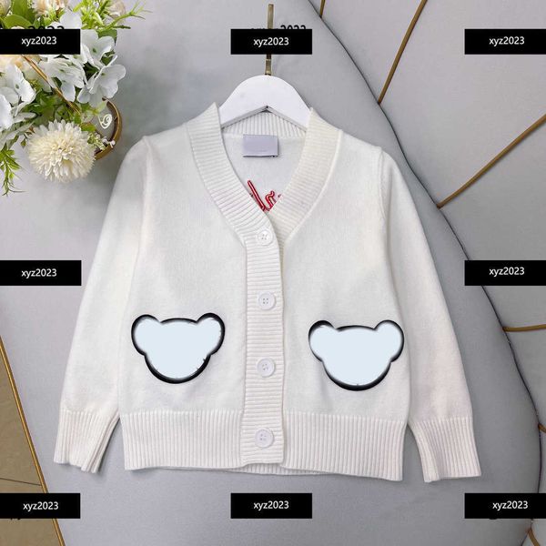 

23ss kids cardigan baby sweater back letter embroidery children jacket spring single breasted v-neck overcoat #multiple product, Blue