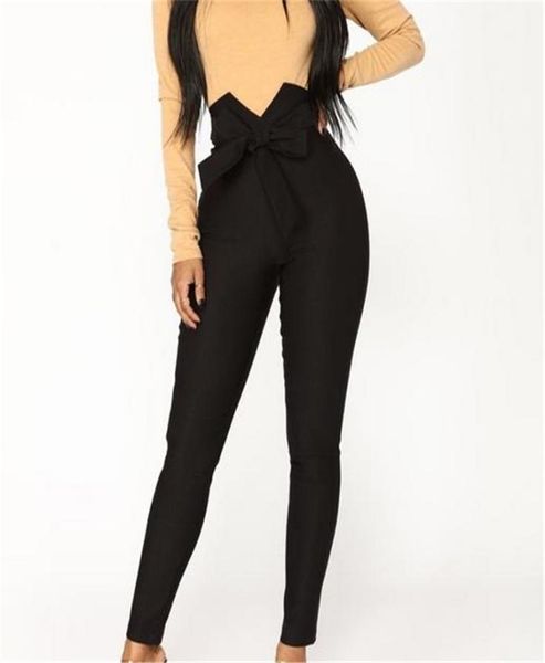 

women pencil pants slim office lady trousers high waist formal ruffles pleated drawstring solid color female fasion clothing 210524816195, Black;white
