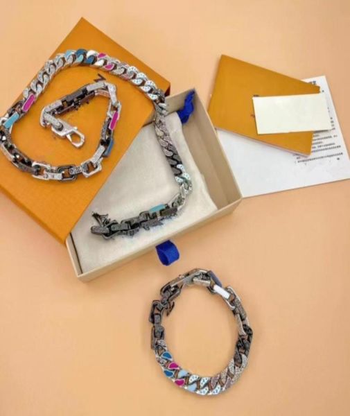 

colored zircon splicing men039s chain necklace italian design fashion street trend bracelet accessories1118782, Silver