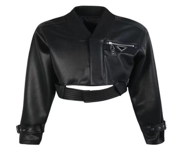 

woman jackets leather outwears faux coats with zippers budge womens short style jacket8890343, Black