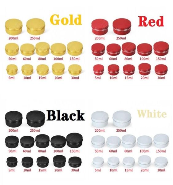 

gold red black white nail derocation crafts pot bottle empty aluminum cream jar tin 5 10 15 30 50 100g cosmetic lip balm container9714965