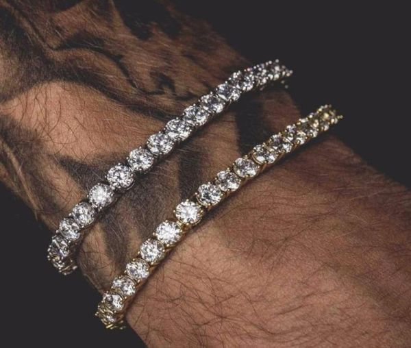 

6mm 5mm 4mm 3mm iced out tennis bracelet zirconia triple lock hiphop jewelry 1 row cubic luxury men bracelets aasss2399189, Golden;silver