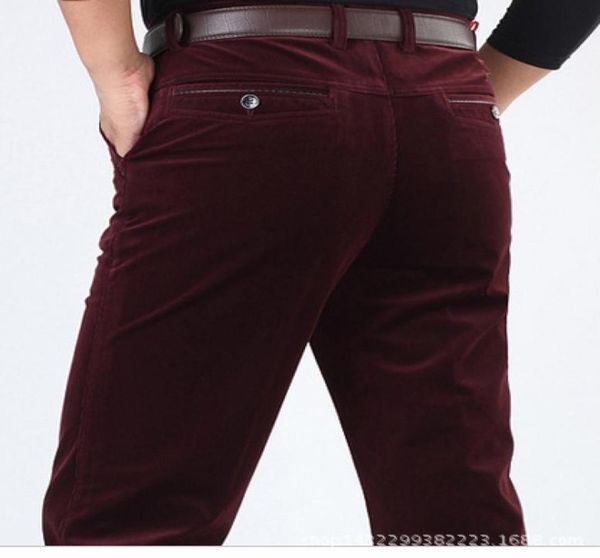 

whole whole thick section corduroy trousers loose straight middleaged waist elastic strip trousers casual long pants dad2756962, Black