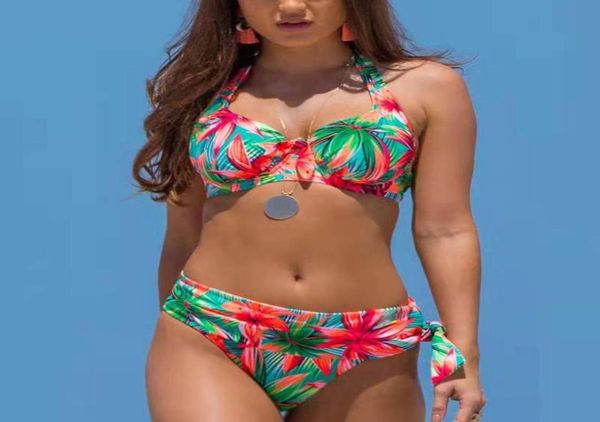 

bikinis women print floral swimsuits brazilian push up halter bikini set bathing suits plus size swimwear female xxl5021706, White;black