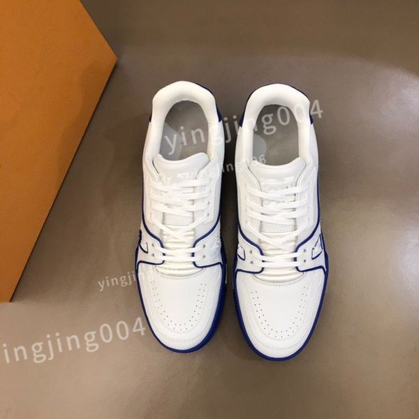 

luxury designer men's casual shoes fashion women's leather lace up flat bottomed sports shoes white black men's women's
