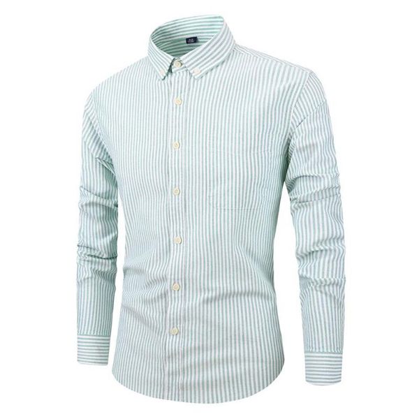 

striped shirt men oxford men's long sleeve shirt light color fashion match sweatwear be yourself fit formal dress-shirt cloth194p, White;black