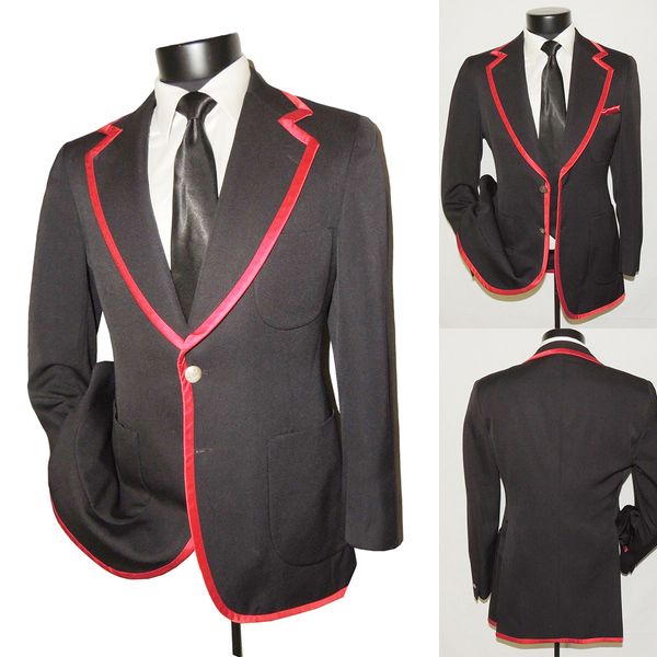 

black red men wedding blazer notched lapel tuxedos slim fit formal coat custom made business groom wear only one jacket, Black;gray