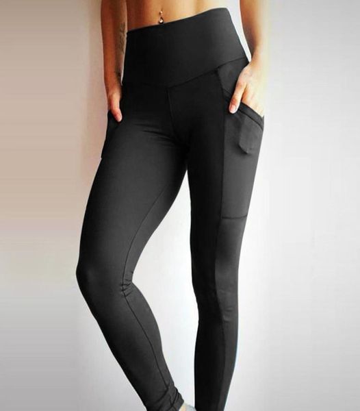 

high waist fitness leggings women push up workout legging with pockets patchwork leggins pants women fitness clothing1716530, Black