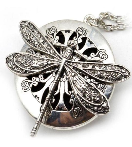 

1pc antique dragonfly diffuser pendant necklace chains0128744470, Silver