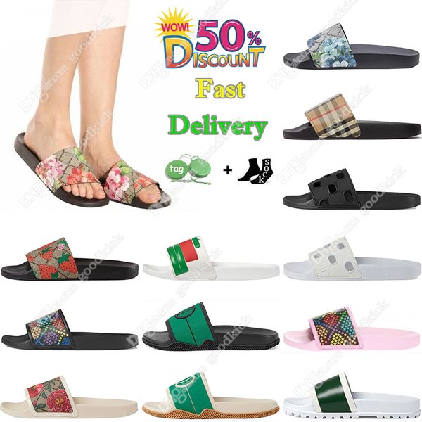 

designer slides rubber sandals flat slippers flowers tiger bee floral sandale summer beach multicolour canvas pantoufle for women men sneake, Black