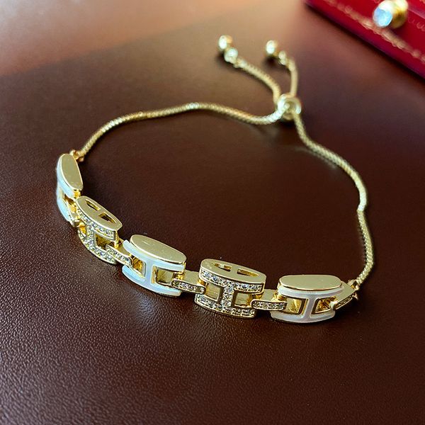 

designer bracelet classic bangle h letter zircon crystal open bracelet fashion versatile bracelet, Black