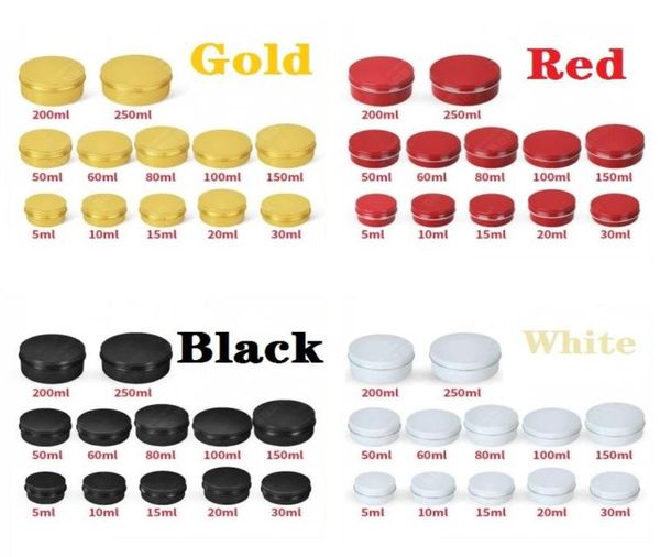 

gold red black white nail derocation crafts pot bottle empty aluminum cream jar tin 5 10 15 30 50 100g cosmetic lip balm container8177998