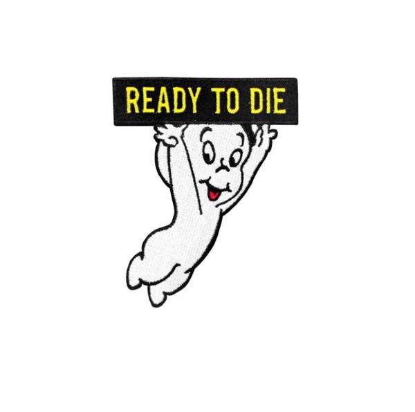 

cartoon ghost ready to die embroidery iron on patches for shirt bag clothes diy custom design applique 5062468, Black