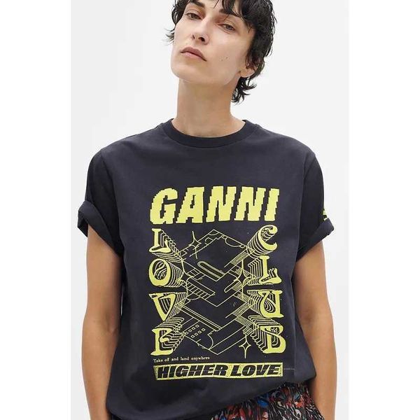 

23ss gannis women designer t shirt polos classic letter printed fashion beach tee round neck loose gray short sleeved t-shirt casual, White