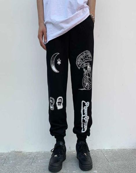 

men039s pants pants brain dead gustavo sweatpants men women hip hop cotton season 6 hair coil pants graffiti print trousers t222099209, Black