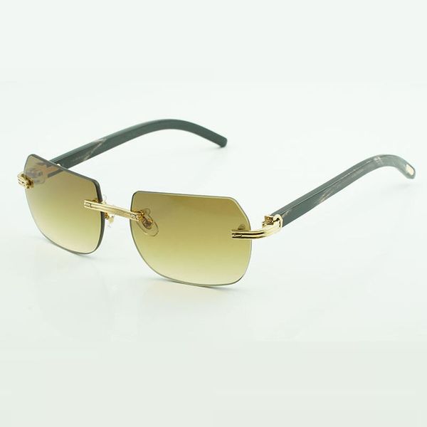 

new accessory natural chamfered buffs sunglasses 0286o with new hardware and black textured buffalo horn legs size: 56-18-140 mm, White;black