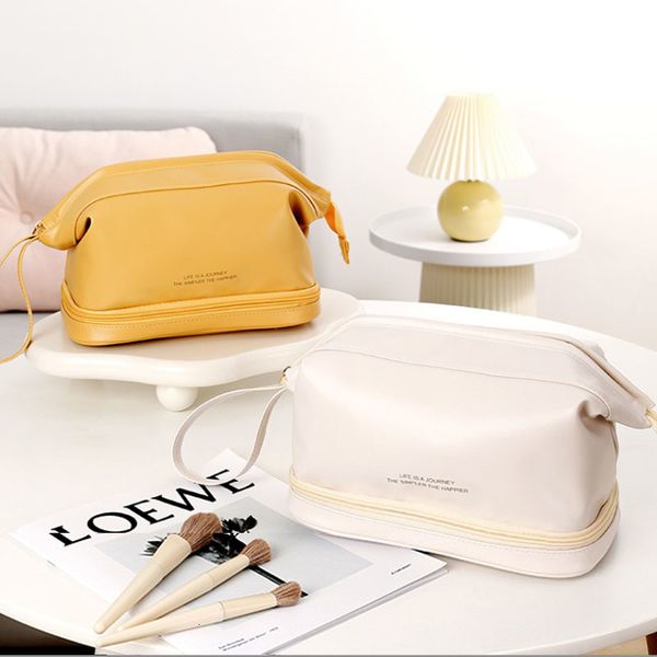 

cosmetic bags cases double layer pu cosmetic bag soft portable storage makeup handbag waterproof make up bag for women 230818