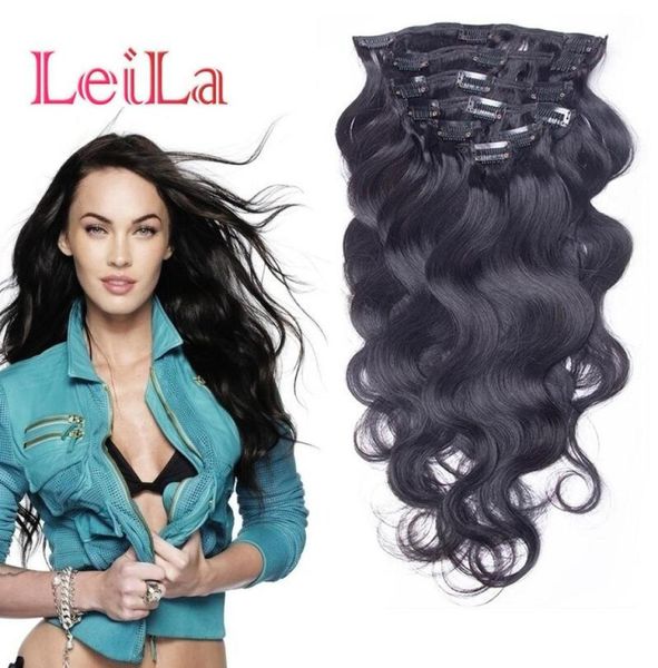 

brazilian body wave hair extensions clip in human hair 100120g weaves 10 piecesset full head leilabeautyhair5626178, Black;brown