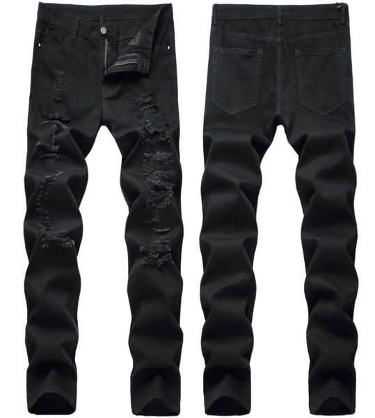 

men high street ripped jeans black trendy men pants012347050211, Blue