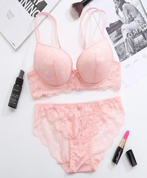 

femal intimates floral lingerie set gather adjustable underwear women lace push up bra set thick cup bra and panty briefs4467813, Red;black
